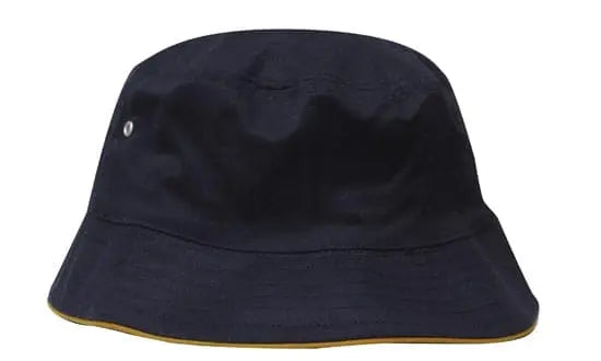 Headwear Bucket Hat With Sandwich Trim Brushed Heavy Sports Twill  *no Sandwich* X12 Headwear Professionals